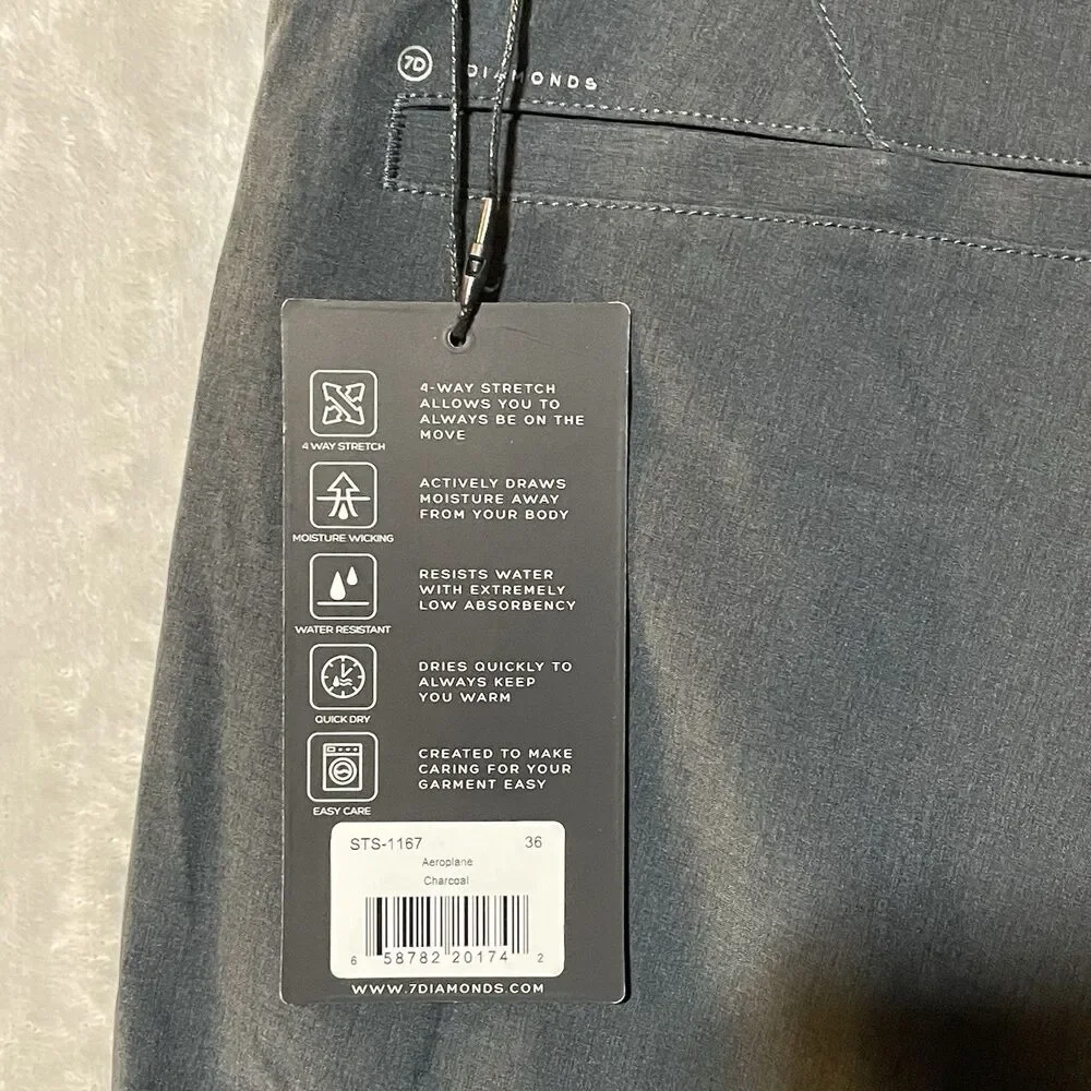 7 Diamonds Aeroplane Hybrid Stretch Performance 10” Chino Shorts Men’s 36 Gray - Picture 10 of 16